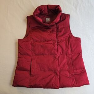 J. Jill Down Filled Vibrant Red Puffer Vest Sateen Finish